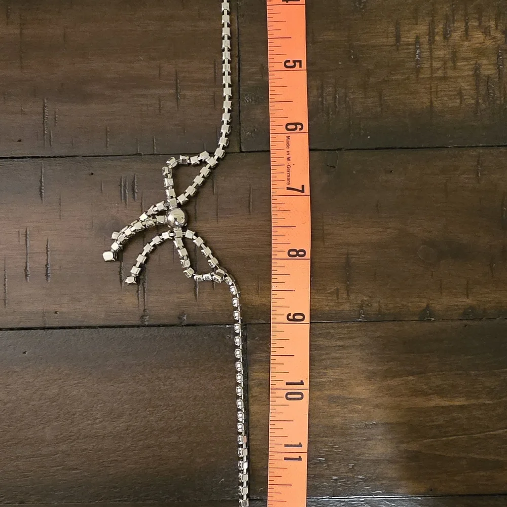 Vintage Costume Rhinestone Bow Necklace - Picture 3 of 3